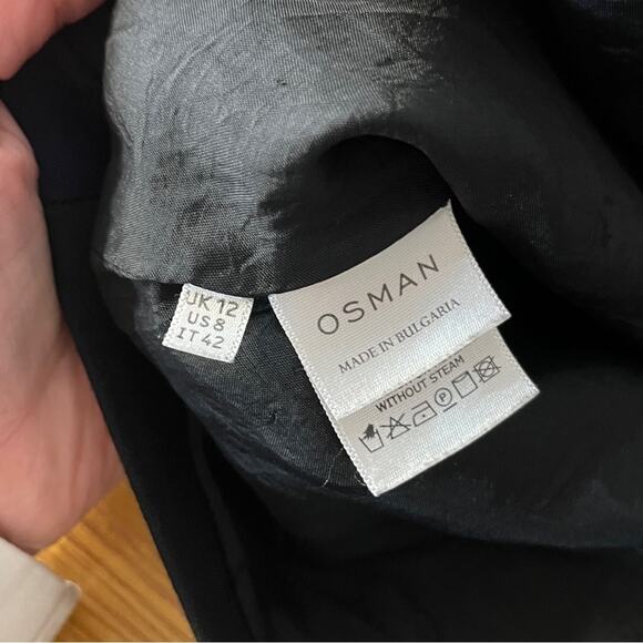 Osman Contrast Wrap Gathered top black navy blue - 8 - Picture 12 of 13